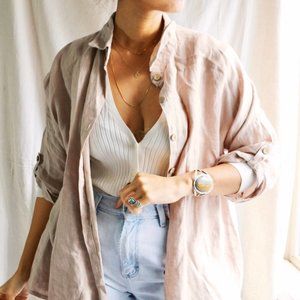 Linen Button Up - dusty rose | taupe